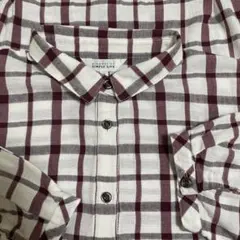【未使用】レナウン　シンプルライフ　チェック柄 半袖　五分袖　リネン　シャツ　9