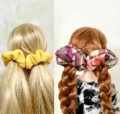 【ハンドメイドNo.2】りか&バービー人形用ヘアシュシュセット（ばら売りOK）