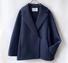 ネイビー テーラードショートコート