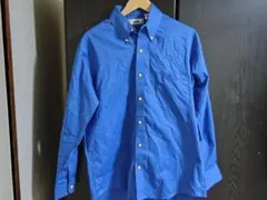 90's USA古着　長袖シャツ　ブルー　無地　㉖