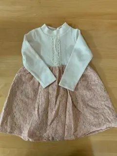 【アプレレクール】90cmホワイトとピンクのレースワンピース