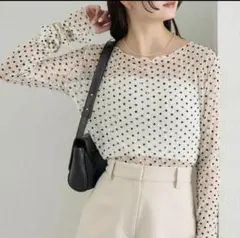 mystic ドットレースプルオーバー　アイボリー