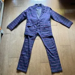 ネイビー×レッド チェック柄 スーツ 150cm