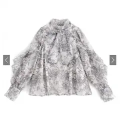 GRL 花柄フリルボウタイオーガンジーブラウス