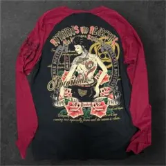 y2k Archive 和柄　派手　ラグラン平成ギャルお兄系 英字　グランジ