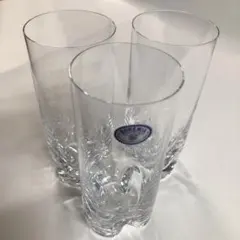 ボヘミアグラス　チェコ　クリスタルガラス　タンブラー　コップ　3個