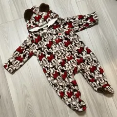 【美品】ミニーマウス　カバーオール　ロンパース 50~70cm モコモコ