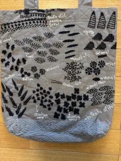 People Tree 刺繍トートバッグ グレー 中型