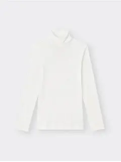 GU ストレッチリブタートルネックT 長袖 Mサイズ オフホワイト