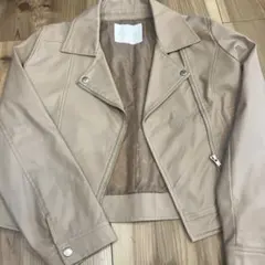 CECIL McBEE ベージュ レザーライダースジャケット