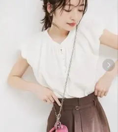 VIS ぽこぽこ素材 ノースリーブブラウス ホワイトのサムネイル