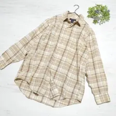 ブルックスブラザーズ アイリッシュリネン チェック 長袖 シャツ Lサイズ相当