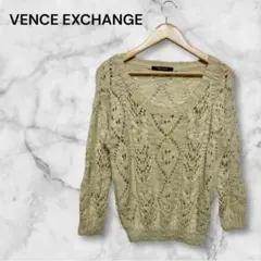ヴァンスエクスチェンジ　レース編み　長袖セーター　ニット　透け感　Mサイズ