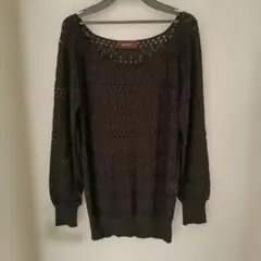 JUSGLITTY 長袖 レース ニット ブラックのサムネイル