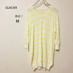 美品♡ GLACIERグラシア　イエローボーダーニット　薄手　シアーMのサムネイル