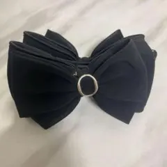 【まとめ髪】ブラックりぼん　バナナクリップ　ヘアアクセサリー 黒 りぼん　可愛い