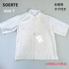 ​【未使用タグ付き】SOERTE ソエルテ ストライプシャツ 半袖 ホワイト 1のサムネイル