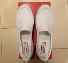 値下げ！HUNTER ホワイト ローファー　サイズUK4 23㎝