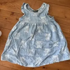 ヒス卒処分:ヒスミニ/ノースリーブワンピース 105cm デニムブルー