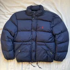 【現行】RALPH LAUREN ダウンジャケット ドローコード ネイビー ロゴ