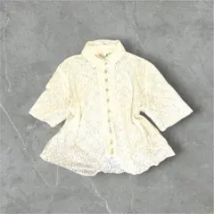 【美品】レーストップス ギミック パールボタン フレア ガーリー クラシカル