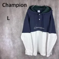 Champion パーカー L ネイビー/ホワイト