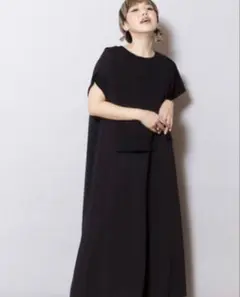 オズモーシス　osmosis 異素材ドッキングワンピース　ブラック