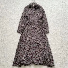 ノーマカマリ【M】ボウタイ付きロングフレアシャツワンピース 羽根柄 2way