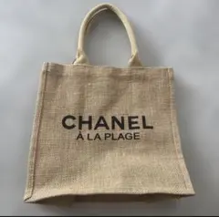 CHANELノベルティジュートトートバッグ A LA PLAGE 非売品 麻 - メルカリ