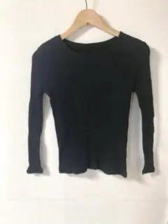 美品　アテニアリブ編み ブラック 長袖 トップス　M