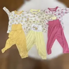 【3セット】パジャマ　80cm 長袖　薄手 春　秋　腹巻き付き　柴犬　女の子