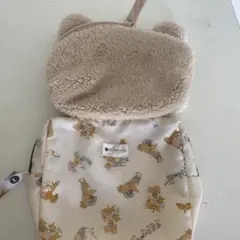 クマ耳付きおむつポーチと動物柄二つセット