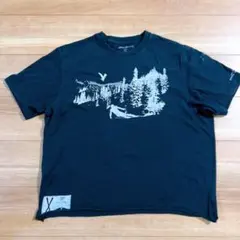 EDDIE BAUER希少 風景プリント ブラック Tシャツ 古着 L大きめ