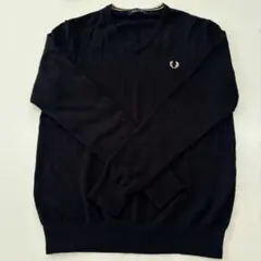 Fred Perry 黒 Vネックセーター　Lのサムネイル