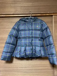 女の子 ラルフローレン ネイビー系チェック ダウンジャケット