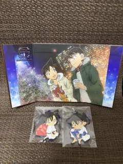 名探偵コナン　工藤新一＆毛利蘭の色紙とラバーストラップ