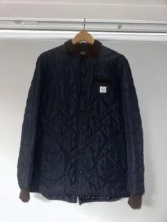 ネイビー キルティングジャケット コーデュロイ襟