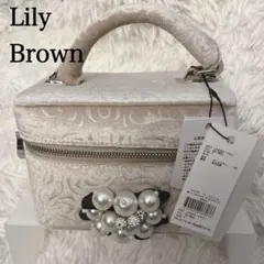新品✨リリーブラウン　バニティ　化粧　ポーチ　バッグ　スエード　ビジュー　パールのサムネイル
