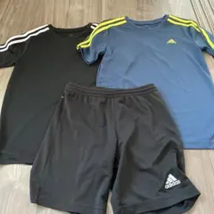 お値下げ！adidas140スポーツウェア半袖短パン3枚セット