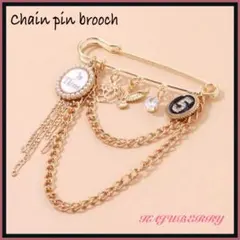 新品 チェーンブローチ ピンブローチ ストールピン アクセサリー ゴールド