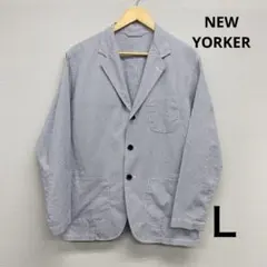NEWYORKER シアサッカー テーラードジャケット ストライプ　Ｌのサムネイル