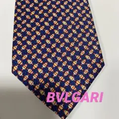 BVLGARI ネイビー シルク ネクタイ