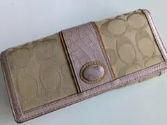 Coach 長財布 ベージュ ピンク