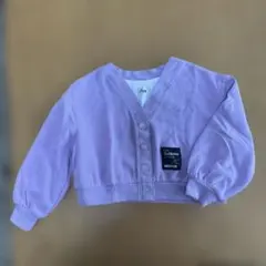 パープル カーディガン風トレーナー　ボタン付き