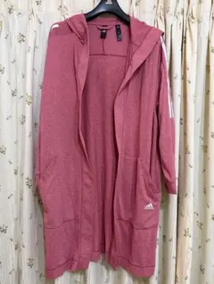 adidas フード付きロングカーディガン L赤