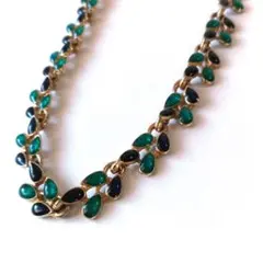 エメラルドグリーン 黒 ネックレス 約45cm 天然石