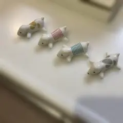 犬型箸置き 4個セット 陶器製