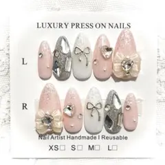 #02 ネイルチップ 量産型 ワンホン フレンチガーリー y2k 韓国 リボン