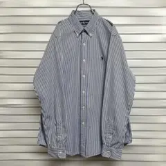 初売り《美品》Ralph Lauren☆長袖シャツ ストライプ BD 刺繡ロゴ