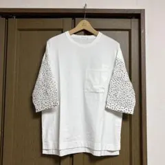新品 未使用 タグ付き ソフトハイフン レース ビッグ Tシャツ 花柄 